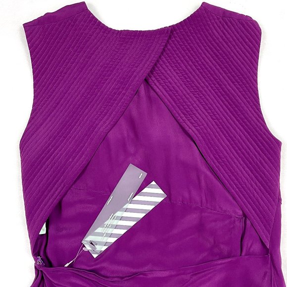 Auc NWT Off-White "Floral Print Here" Asymmetric Crepe De Chine Dress - Picture 8 of 17